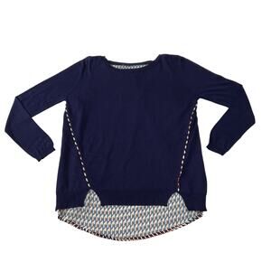 Women's Crewneck Mixed Media Knit Sweater Size Medium Relaxed Fit Colorful